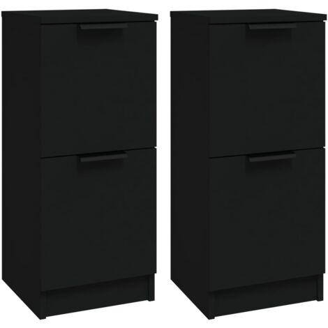 Buffets 2 pcs noir 30x30x70 bois d'ingénierie (1/5)