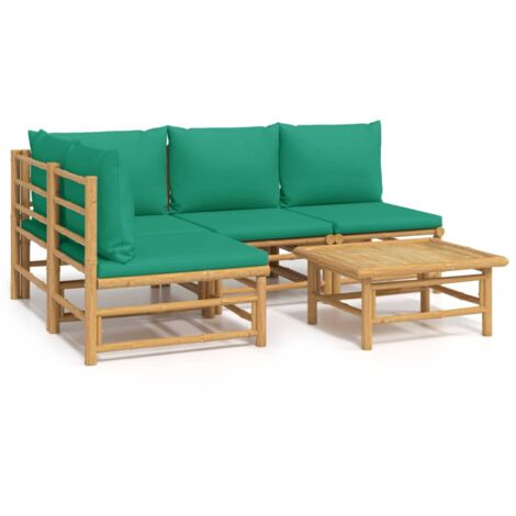 Salon de jardin 5 pcs avec coussins vert bambou (1/5)