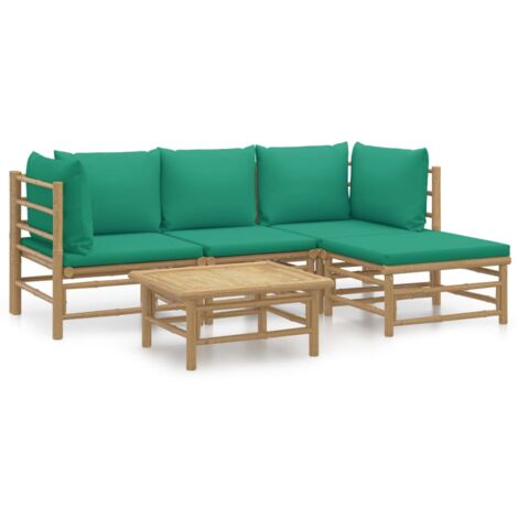 Salon de jardin 5 pcs avec coussins vert bambou (1/5)