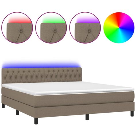 Sommier à lattes de lit avec matelas LED Taupe 160x200 Tissu (1/5)
