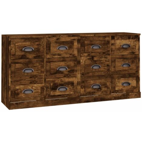 Buffets 2 pcs chêne fumé bois d'ingénierie (1/5)