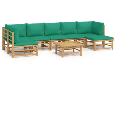 Salon de jardin 8 pcs avec coussins vert bambou (1/5)
