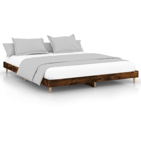 Cadre de lit chêne fumé 150x200 bois d'ingénierie (1/5)