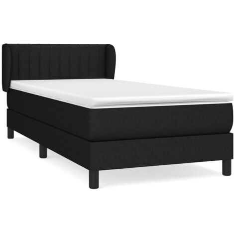 Sommier à lattes de lit avec matelas Noir 90x200 Tissu (1/5)