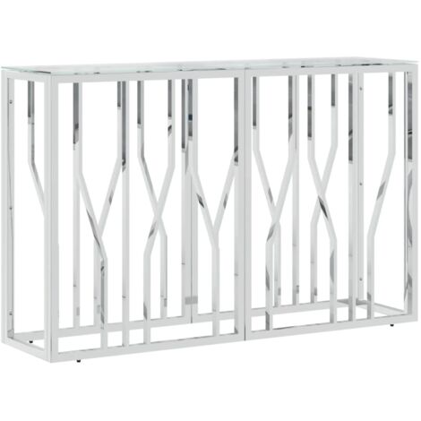 Table console 110x30x70 acier inoxydable et verre (1/5)