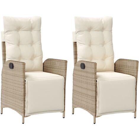 Chaises inclinables de jardin lot de 2 avec repose-pied rotin (1/5)