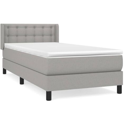 Sommier à lattes de lit et matelas Gris clair 90x190 Tissu (1/5)