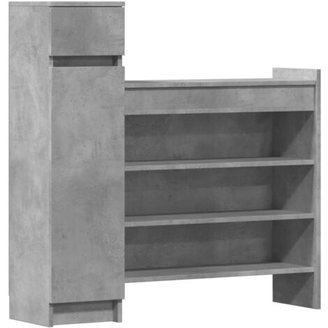 Armoire à chaussures gris béton bois d'ingénierie (1/5)