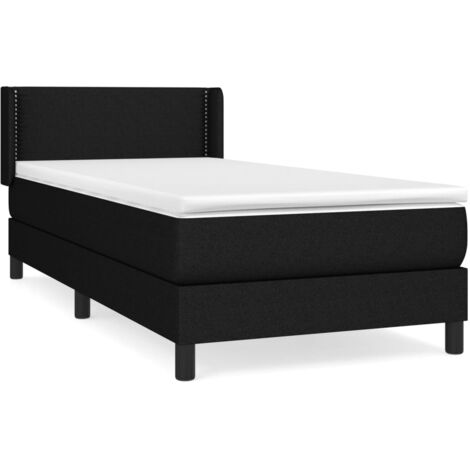 Sommier à lattes de lit avec matelas Noir 90x200 Tissu (1/5)