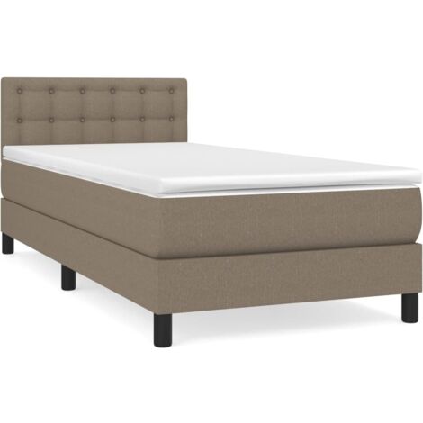 Sommier à lattes de lit avec matelas Taupe 90x190 Tissu (1/5)