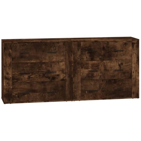Buffets 2 pcs chêne fumé bois d'ingénierie (1/5)