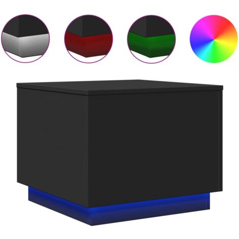 Table basse avec lumières LED noir 50x50x40 (1/5)
