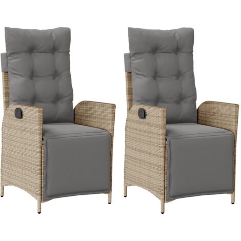 Chaises inclinables de jardin lot de 2 avec repose-pied rotin (1/5)