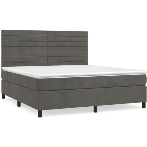 Sommier à lattes de lit et matelas Gris foncé 180x200 Velours (1/5)