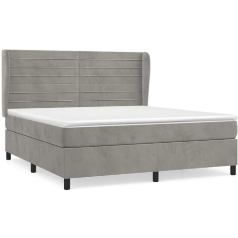 Sommier à lattes de lit et matelas Gris clair 180x200 Velours (1/5)