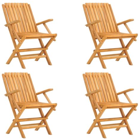 Chaises de jardin pliantes lot de 4 61x67x90 bois massif teck (1/5)