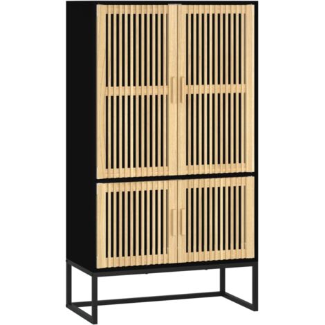 Buffet haut noir 70x35x125 bois d'ingénierie (1/5)