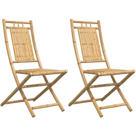 Chaises pliables de jardin lot de 2 46x66x99 bambou (1/5)