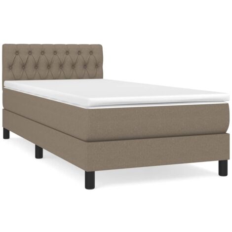Sommier à lattes de lit avec matelas Taupe 90x200 Tissu (1/5)
