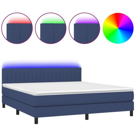 Sommier à lattes de lit avec matelas LED Bleu 160x200 Tissu (1/5)