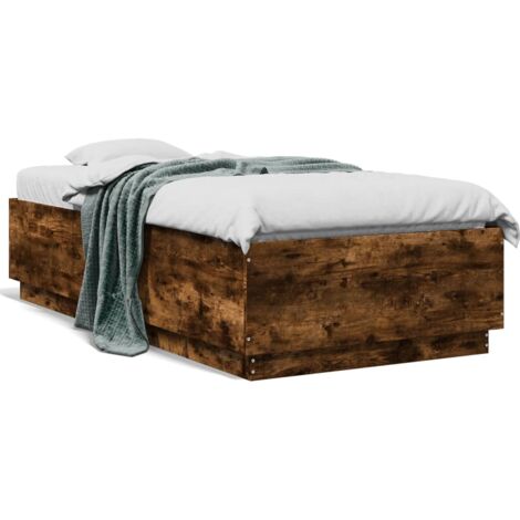 Cadre de lit chêne fumé 90x190 bois d'ingénierie (1/5)