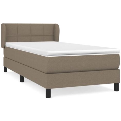 Sommier à lattes de lit avec matelas Taupe 90x190 Tissu (1/5)