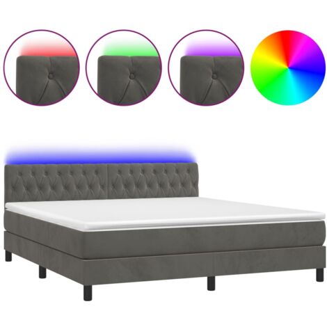 Sommier à lattes de lit avec matelas LED Gris foncé 180x200 (1/5)
