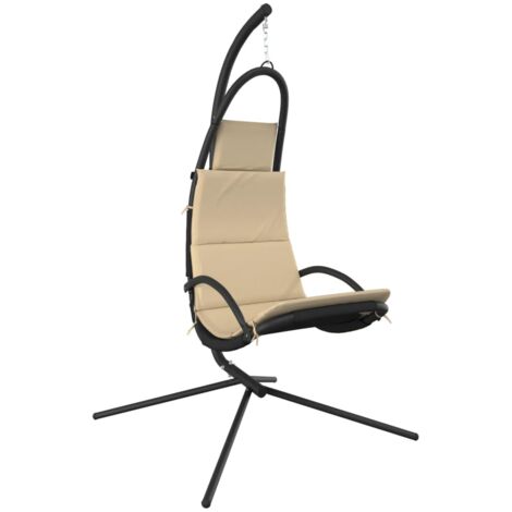 Chaise balançoire de jardin et coussin crème tissu Oxford-acier (1/5)