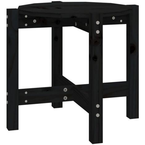 Table basse Noir Ø 52,5x45 Bois massif de pin (1/5)
