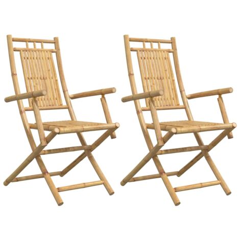 Chaises pliables de jardin lot de 2 53x66x99 bambou (1/5)
