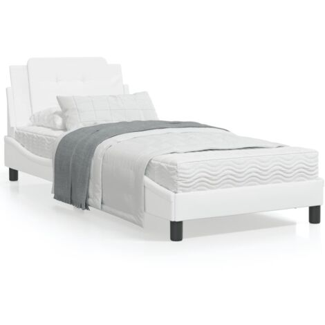 Lit avec matelas blanc 90x190 similicuir (1/5)