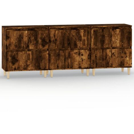 Buffets 3 pcs chêne fumé 60x35x70 bois d'ingénierie (1/5)