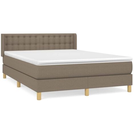Sommier à lattes de lit avec matelas Taupe 140x190 Tissu (1/5)