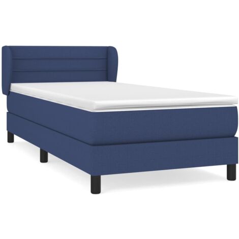 Sommier à lattes de lit avec matelas Bleu 90x190 Tissu (1/5)