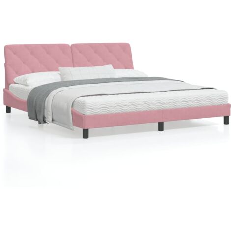 Cadre de lit avec lumières LED rose 180x200 velours (1/5)