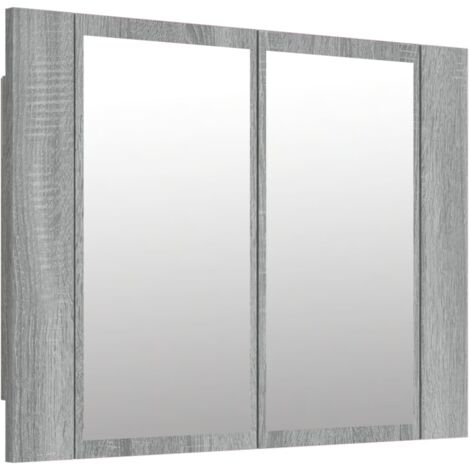 Armoire à miroir LED Sonoma gris 60x12x45 Bois d'ingénierie (1/5)