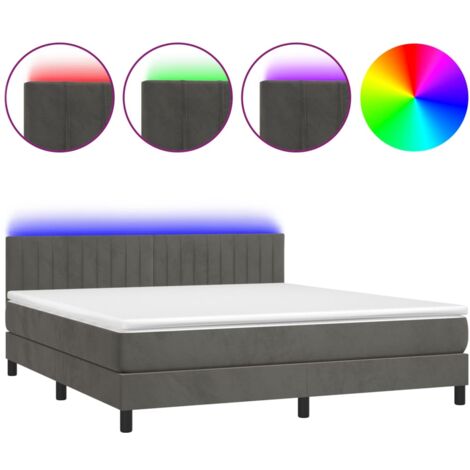Sommier à lattes de lit avec matelas LED Gris foncé 180x200 (1/5)