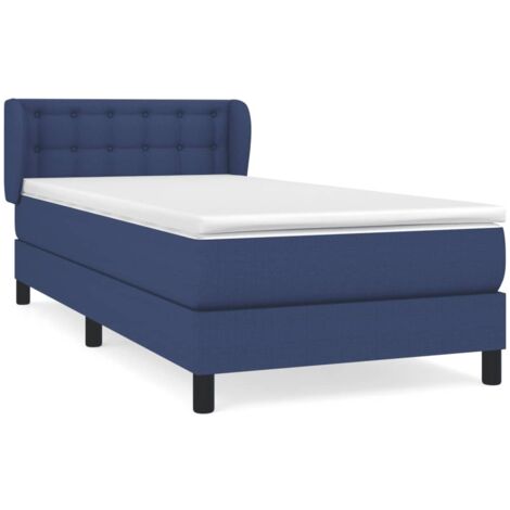 Sommier à lattes de lit avec matelas Bleu 90x190 Tissu (1/5)