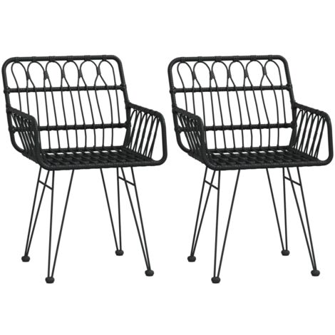 Chaises de jardin lot de 2 avec accoudoir Noir 56x64x80 (1/5)