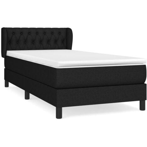 Sommier à lattes de lit avec matelas Noir 90x200 Tissu (1/5)