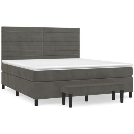 Sommier à lattes de lit et matelas Gris foncé 180x200 Velours (1/5)