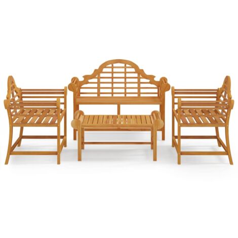 Salon de jardin 4 pcs Bois de teck solide (1/5)