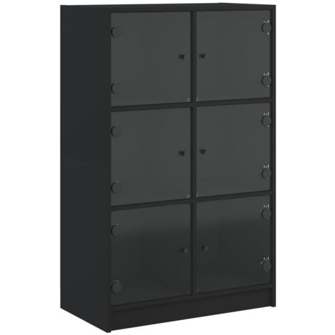 Buffet haut avec portes noir 68x37x109 bois d'ingénierie (1/5)