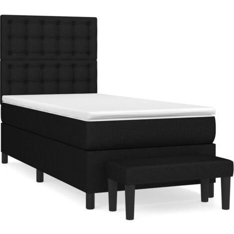Sommier à lattes de lit avec matelas Noir 90x190 Tissu (1/5)