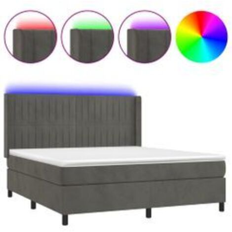 Sommier à lattes de lit matelas et LED Gris foncé 160x200 (1/5)