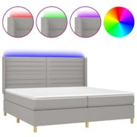 Sommier à lattes de lit matelas LED Gris clair 200x200 Tissu (1/5)