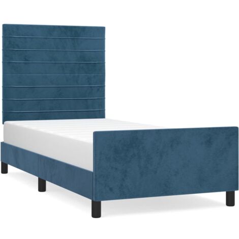 Cadre de lit avec tête de lit Bleu foncé 90x200 Velours (1/5)