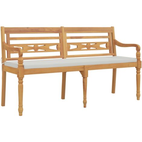 Banc Batavia avec coussin 150cm Bois de teck massif (1/5)