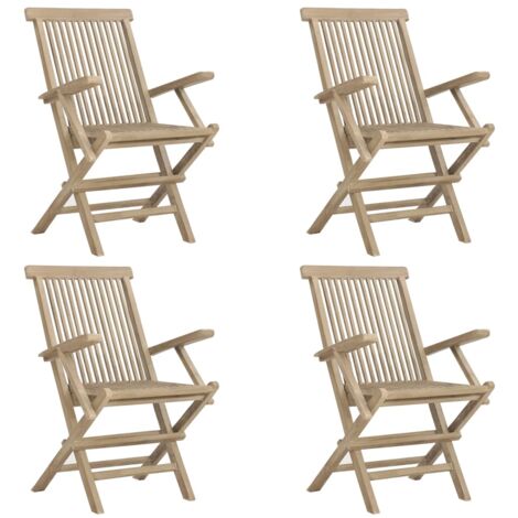 Chaises de jardin pliantes lot de 4 gris 56x61x89 bois teck (1/5)