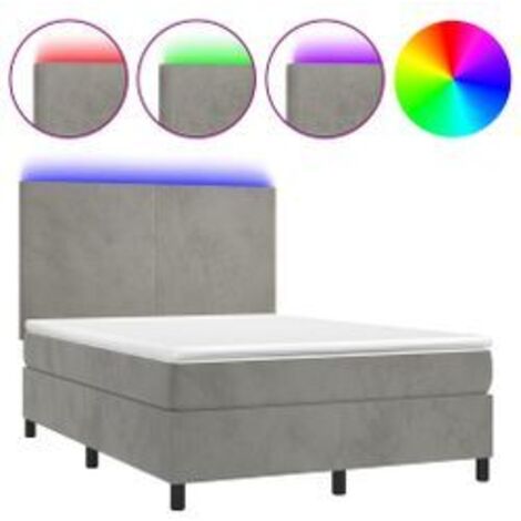 Sommier à lattes de lit avec matelas LED Gris clair 140x190 (1/5)